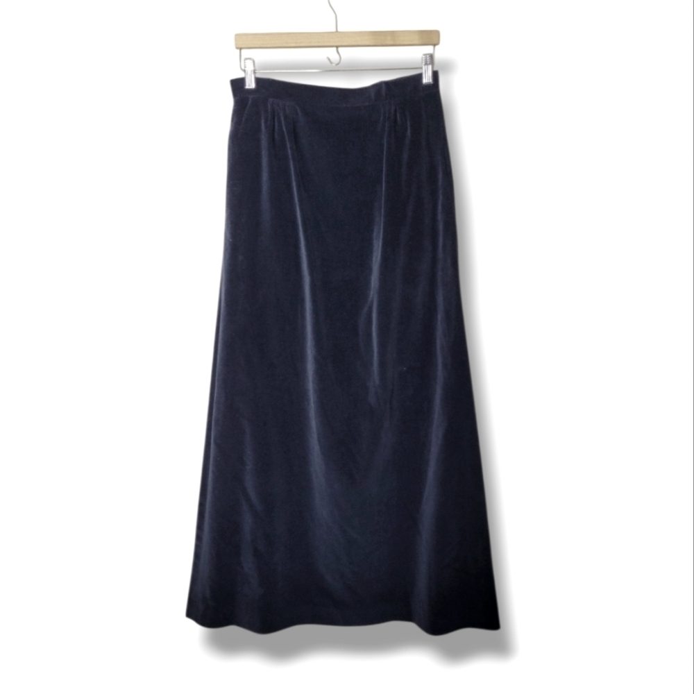 Vintage 70s Black Velvet A-Line Skirt Size Medium
